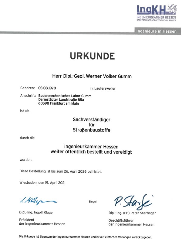 öffentlich bestellter und vereidigter Sachverständiger